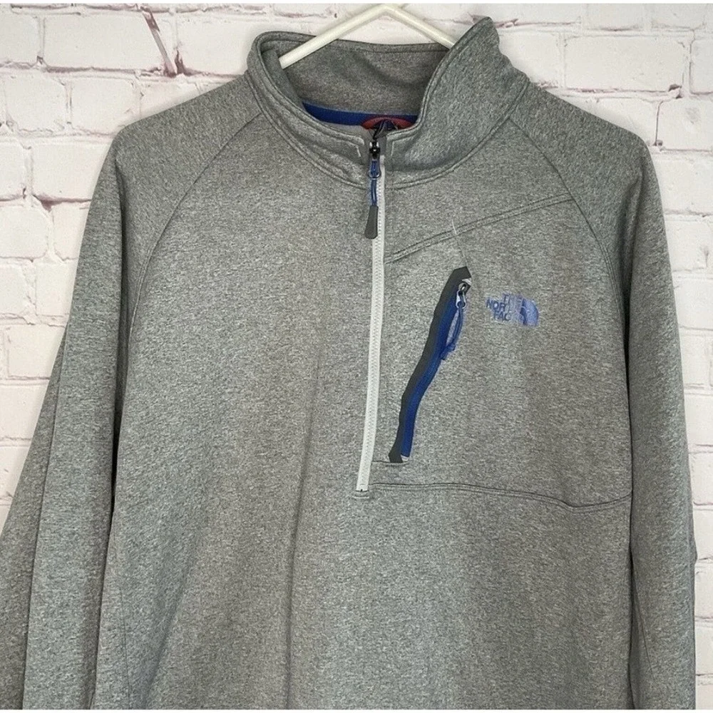 The North Face Men's‎ Gray Fleece Pullover 1/2 Zip Logo Pockets Size M
